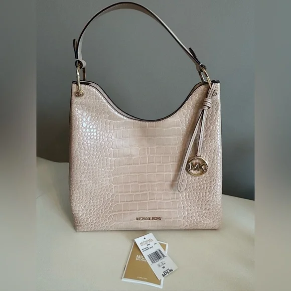 NEW Michael Kors Buff Joan Large Slouchy Shoulder Bag Embossed Crocodile - Picture 3 of 8